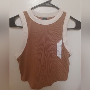 2-tone brown cropped tank